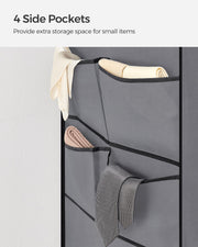 Grey Portable Wardrobe with Shelves and 4 Hanging Rails for Bedroom and Living Room by Songmics