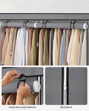 Grey Portable Wardrobe with Shelves and 4 Hanging Rails for Bedroom and Living Room by Songmics