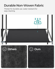 Black Fabric Wardrobe with Two Hanging Rails and Storage Shelves by Songmics