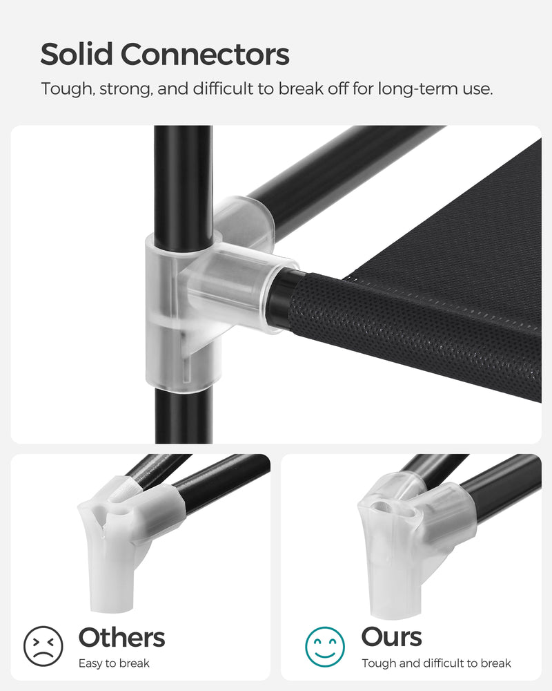 Black Fabric Wardrobe with Two Hanging Rails and Storage Shelves by Songmics