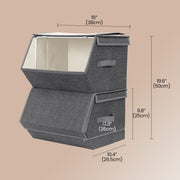Stackable Fabric Storage Bins Set of 2 with Magnetic Lids for Wardrobe Organisation by Songmics