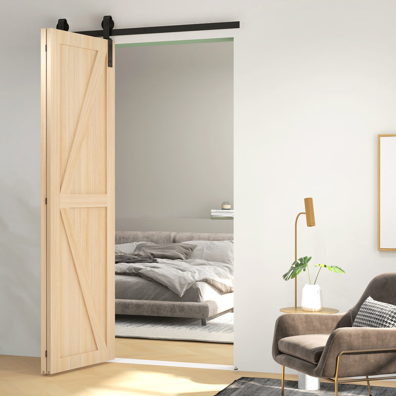 Sliding Door Track Kit for Folding Doors Space Saving and Quiet Operation Black AOSOM