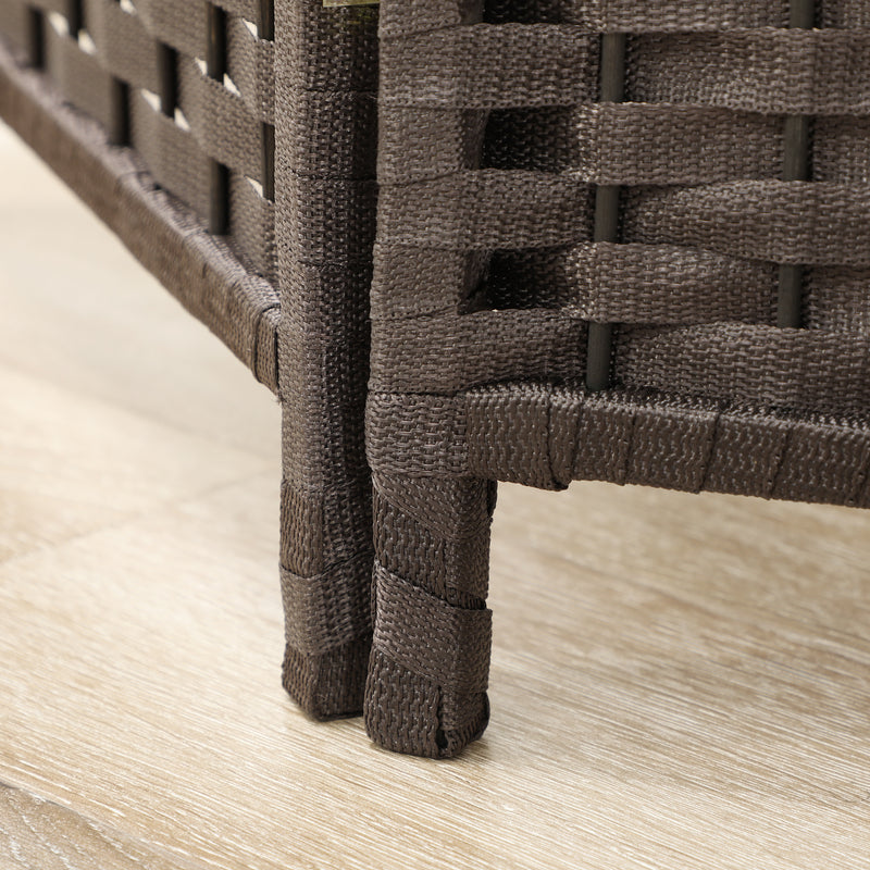 4 Panel Folding Room Divider Freestanding Privacy Screen For Home Or Office, Brown