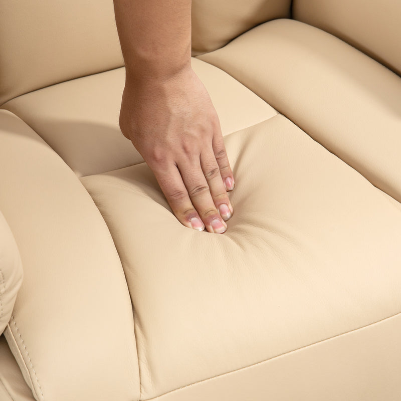Recliner Chair with Swivel Base and Extendable Footrest for Living Room Comfort Beige