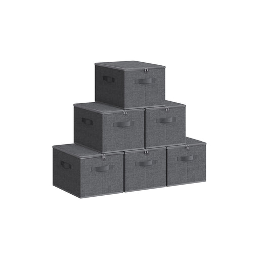 Set of 6 Foldable Storage Boxes in Slate Grey for Clothes and Toys by Songmics