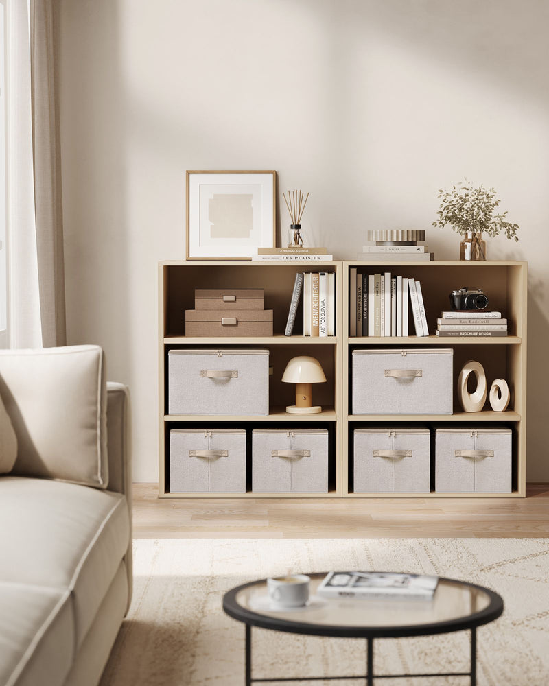 Set of 3 Foldable Storage Boxes in Sand Beige for Home Organisation by Songmics