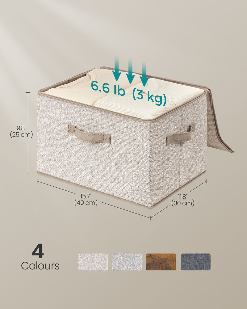 Set of 3 Foldable Storage Boxes in Sand Beige for Home Organisation by Songmics