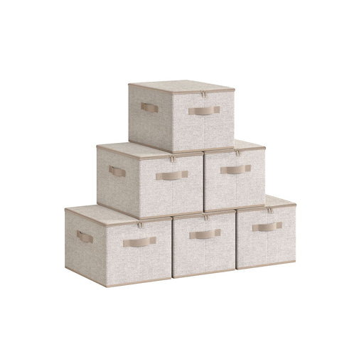 Set of 6 Foldable Storage Boxes in Sand Beige for Home and Closet Organisation by Songmics