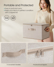 Set of 6 Foldable Storage Boxes in Sand Beige for Home and Closet Organisation by Songmics