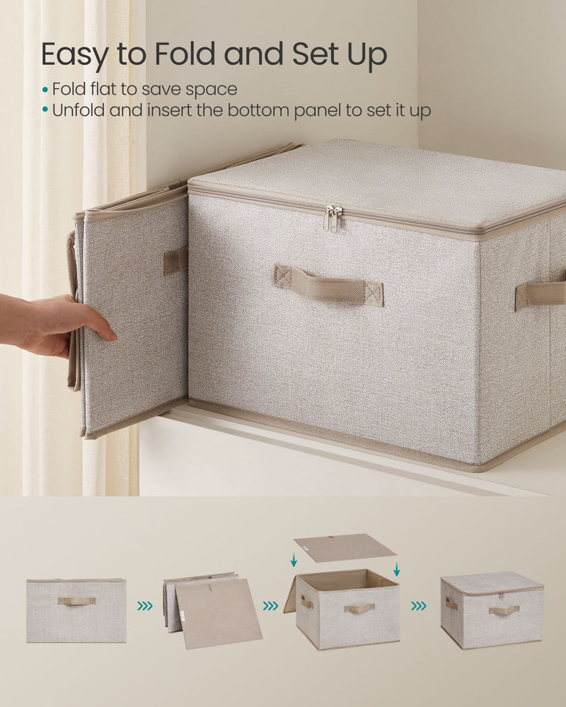 Set of 6 Foldable Storage Boxes in Sand Beige for Home and Closet Organisation by Songmics