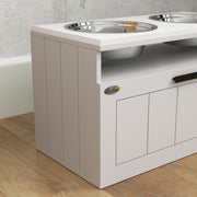 Raised Dog Bowl with Slow Feeder and Storage Drawer for Large Dogs White by PawHut