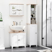 White Bathroom Furniture Set with Mirror Cabinet and Sink Storage by kleankin