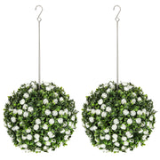 Set of 2 Artificial Topiary Rose Balls 28cm UV Protected Indoor Outdoor Decor by HOMCOM