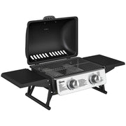 2 Burner Portable Gas BBQ Grill with Folding Side Tables and Thermometer by Outsunny