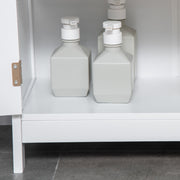 White Freestanding Bathroom Floor Cabinet With Shelves For Towels And Toiletries Storage