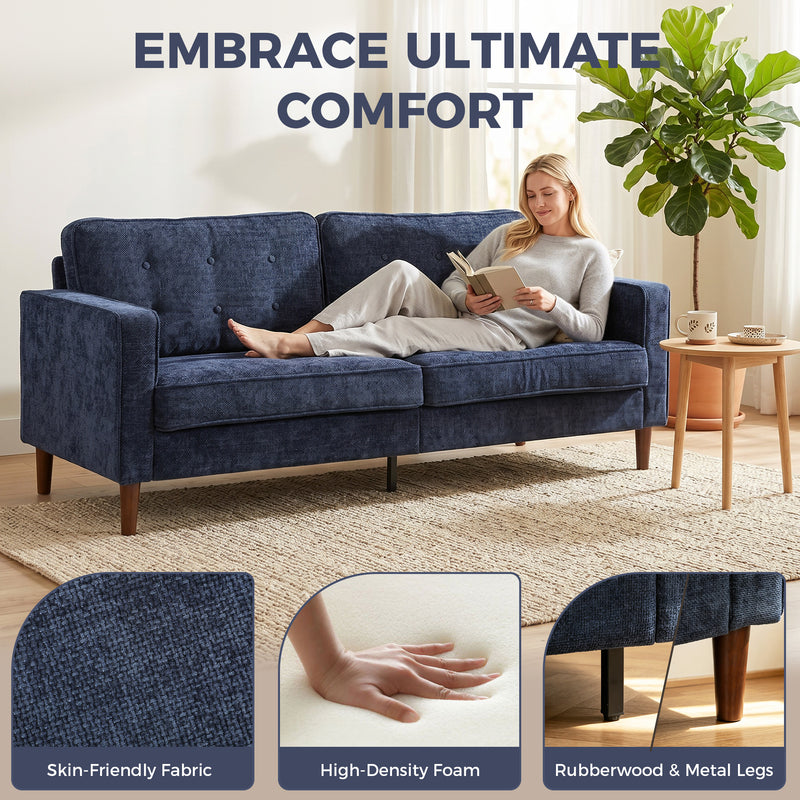 3 Seater Sofa for Spacious Family Seating with Soft Velvet Upholstery Dark Blue