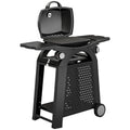 Portable 2-in-1 Gas Barbecue Trolley with 2 Burners for Flexible Outdoor Cooking, Black Outsunny