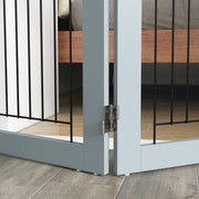 Grey Foldable Pet Gate with Three Panels and Two Support Feet by PawHut