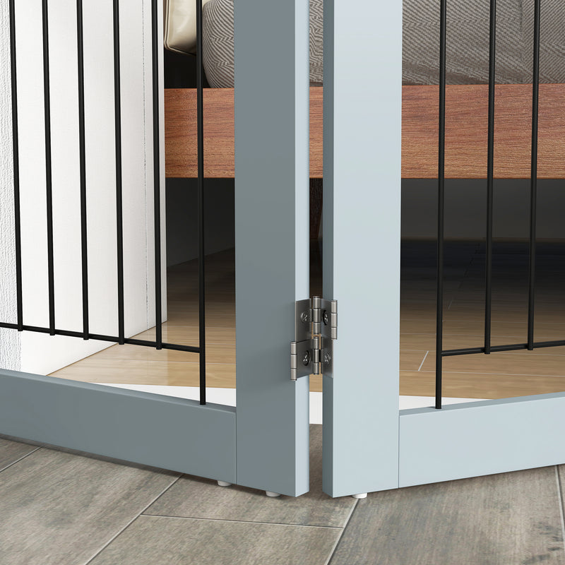 Grey Foldable Pet Gate with Three Panels and Two Support Feet by PawHut