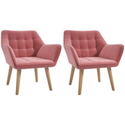 Set of 2 Armchairs with Slanted Back and Padded Seat for Living Room Comfort Pink