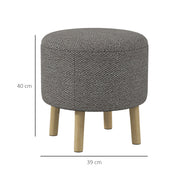 Round Storage Ottoman with Padded Seat and Hidden Compartment for Living Room Light, Grey