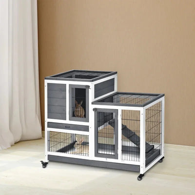 Indoor Rabbit Hutch With Run Pawhut