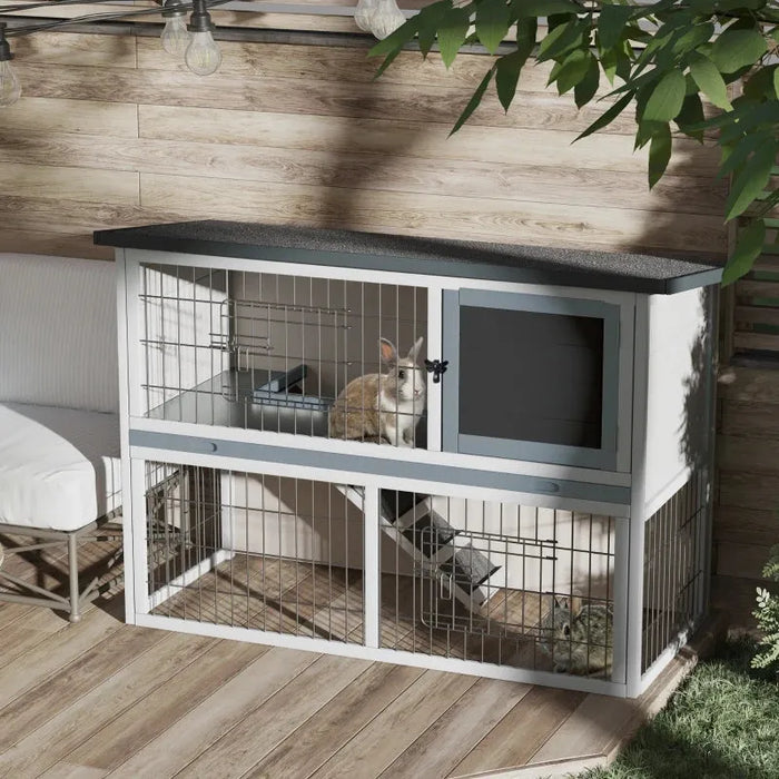 Outdoor Rabbit Hutch, Grey