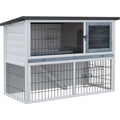 Outdoor Rabbit Hutch, Grey Pawhut
