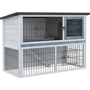 Outdoor Rabbit Hutch, Grey Pawhut