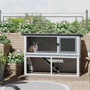 Outdoor Rabbit Hutch, Grey Pawhut