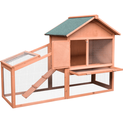 Large Outdoor 2-Tier Rabbit Hutch with Run Pawhut