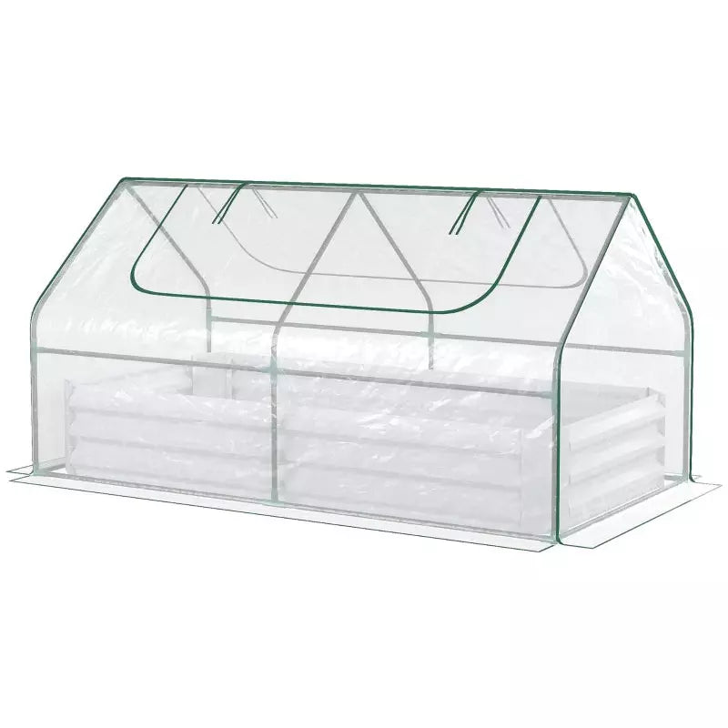 Raised Garden Bed Greenhouse, Steel, 185Lx95Wx92Hcm