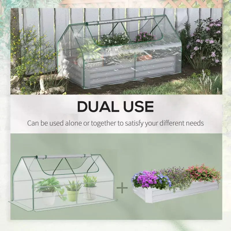 Raised Garden Bed Greenhouse, Steel, 185Lx95Wx92Hcm