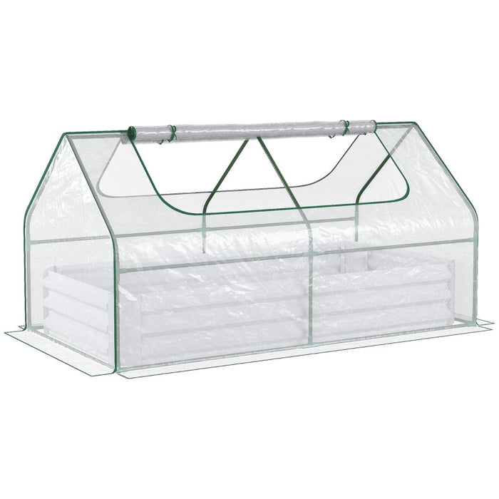 Raised Garden Bed Greenhouse, Steel, 185Lx95Wx92Hcm