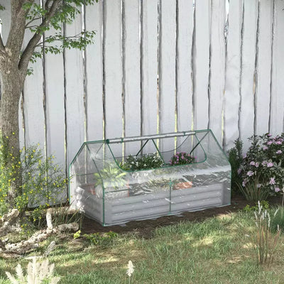 Raised Garden Bed Greenhouse, Steel, 185Lx95Wx92Hcm Outsunny