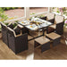 Image of a brown Rattan Cube Patio Furniture Set With Cream Cushions