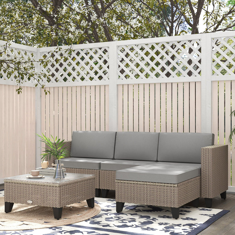 Rattan Garden Corner Sofa Set, Brown