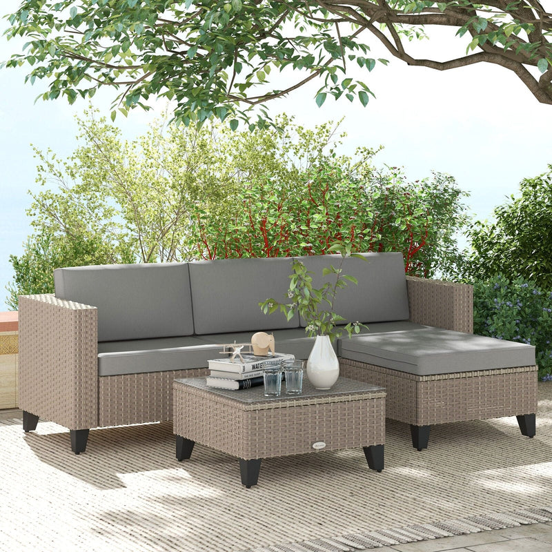 Rattan Garden Corner Sofa Set, Brown
