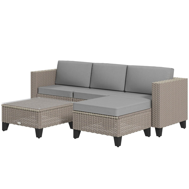 Rattan Garden Corner Sofa Set, Brown