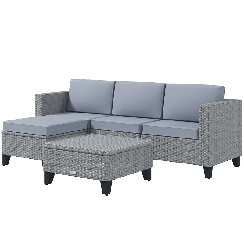 Rattan Garden Corner Sofa Set, Grey