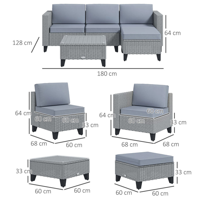 Rattan Garden Corner Sofa Set, Grey