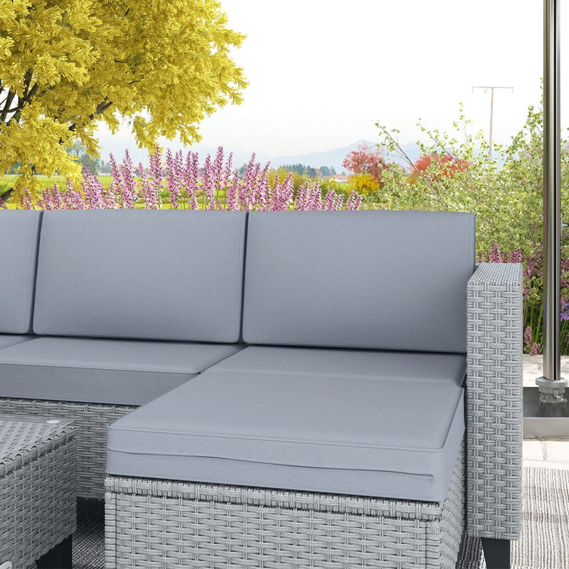 Rattan Garden Corner Sofa Set, Grey