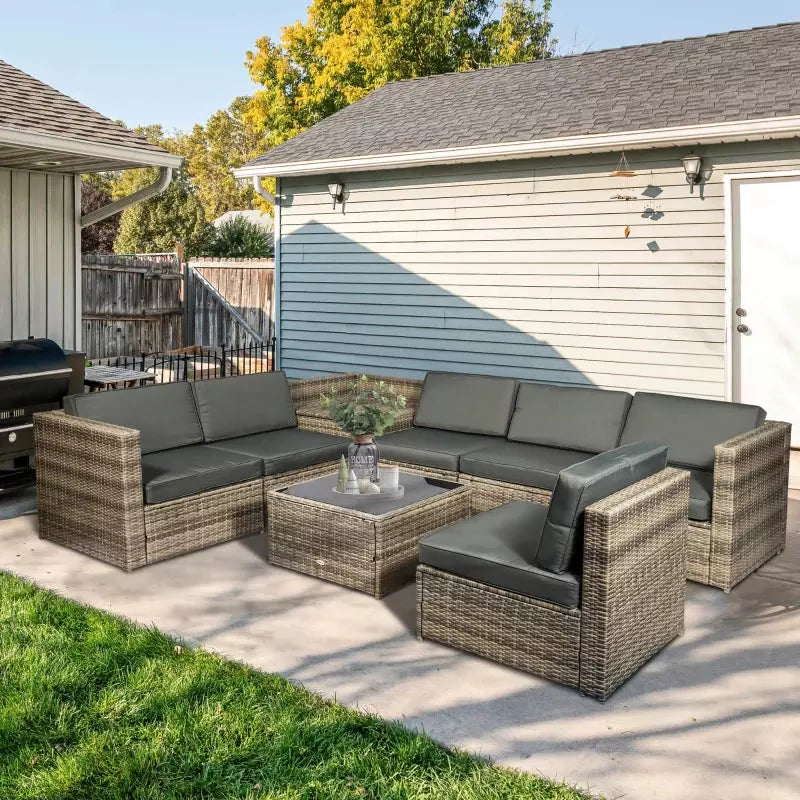 6 Seater Garden Patio Set with Coffee Table