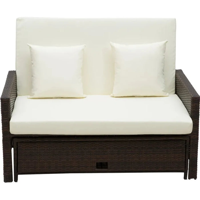 2 Seater Rattan Daybed Outdoor, Brown