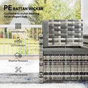 Rattan Bistro Set for 2 with Cushioned Chairs and Glass Table for Small Outdoor Spaces Outsunny