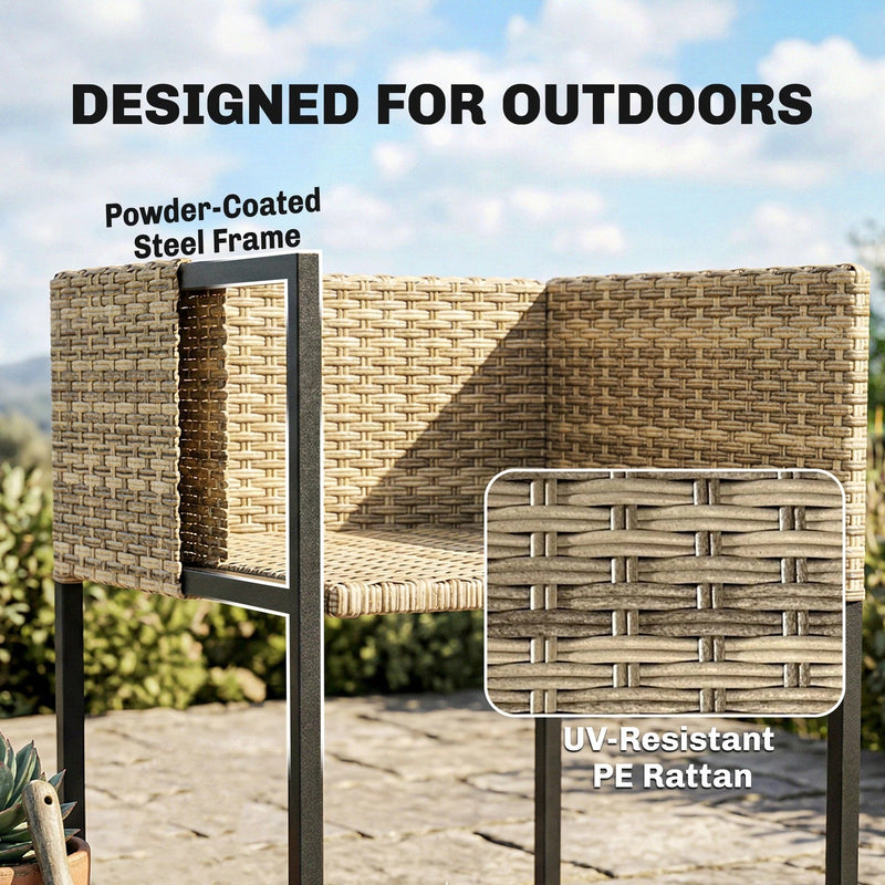 7-Piece Rattan Garden Dining Set with 6 Cushioned Chairs and Large Dining Table — Grey or Brown Outsunny