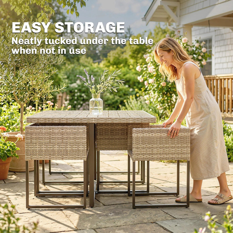 7-Piece Rattan Garden Dining Set with 6 Cushioned Chairs and Large Dining Table — Grey or Brown Outsunny