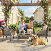 Rattan Garden Furniture Set for Relaxing Outdoor Seating with Cushions and Coffee Table Cream Outsunny
