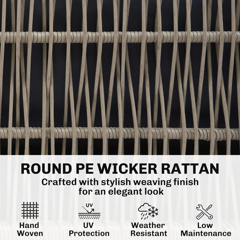 Rattan Garden Furniture Set for Relaxing Outdoor Seating with Cushions and Coffee Table Cream Outsunny