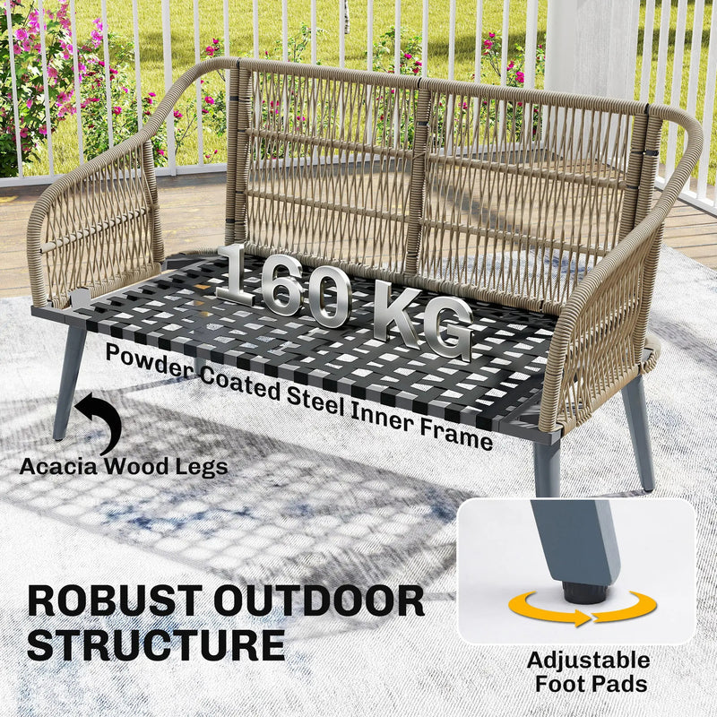 Rattan Garden Furniture Set for Relaxing Outdoor Seating with Cushions and Coffee Table Cream Outsunny